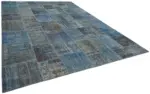 Patchwork Mavi Pamuk Üzerine Yün El Dokuma Kilim-300x400 - Görsel 2