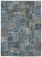 Patchwork Mavi Pamuk Üzerine Yün El Dokuma Kilim-300x400