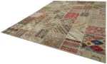 Patchwork Bej Pamuk Üzerine Yün El Dokuma Kilim-300x400 - Görsel 3