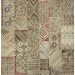 Patchwork Bej Pamuk Üzerine Yün El Dokuma Kilim-300x400