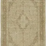 Katar Eskitme Bej Pamuk Üzerine Yün El Dokuma Halı-341x548