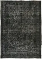 Katar Eskitme Siyah Pamuk Üzerine Yün El Dokuma Halı-340x462