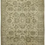 Katar Eskitme Bej Pamuk Üzerine Yün El Dokuma Halı-352x550