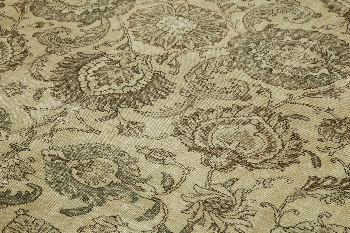 Katar Eskitme Bej Pamuk Üzerine Yün El Dokuma Halı-352x550 - Görsel 5