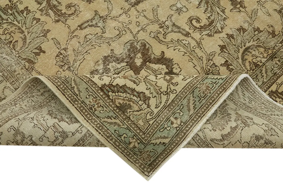 Katar Eskitme Bej Pamuk Üzerine Yün El Dokuma Halı-352x550 - Görsel 6