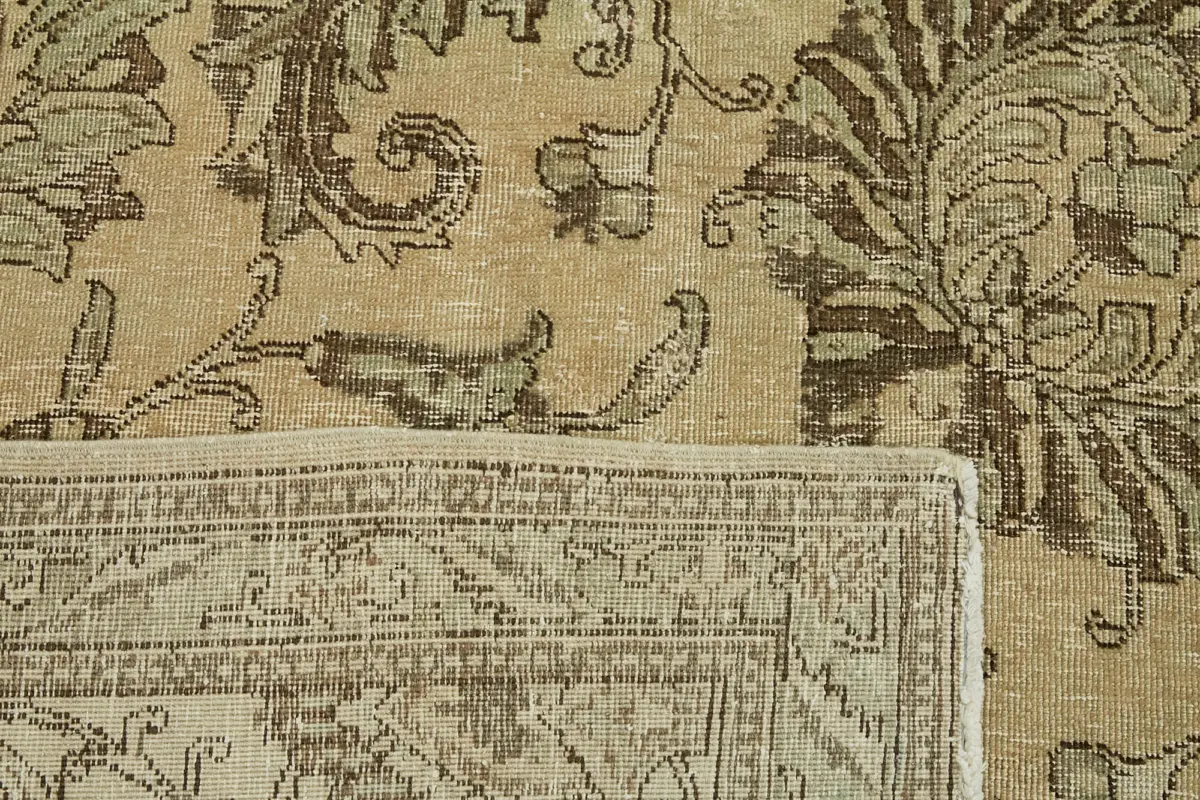 Katar Eskitme Bej Pamuk Üzerine Yün El Dokuma Halı-352x550 - Görsel 7