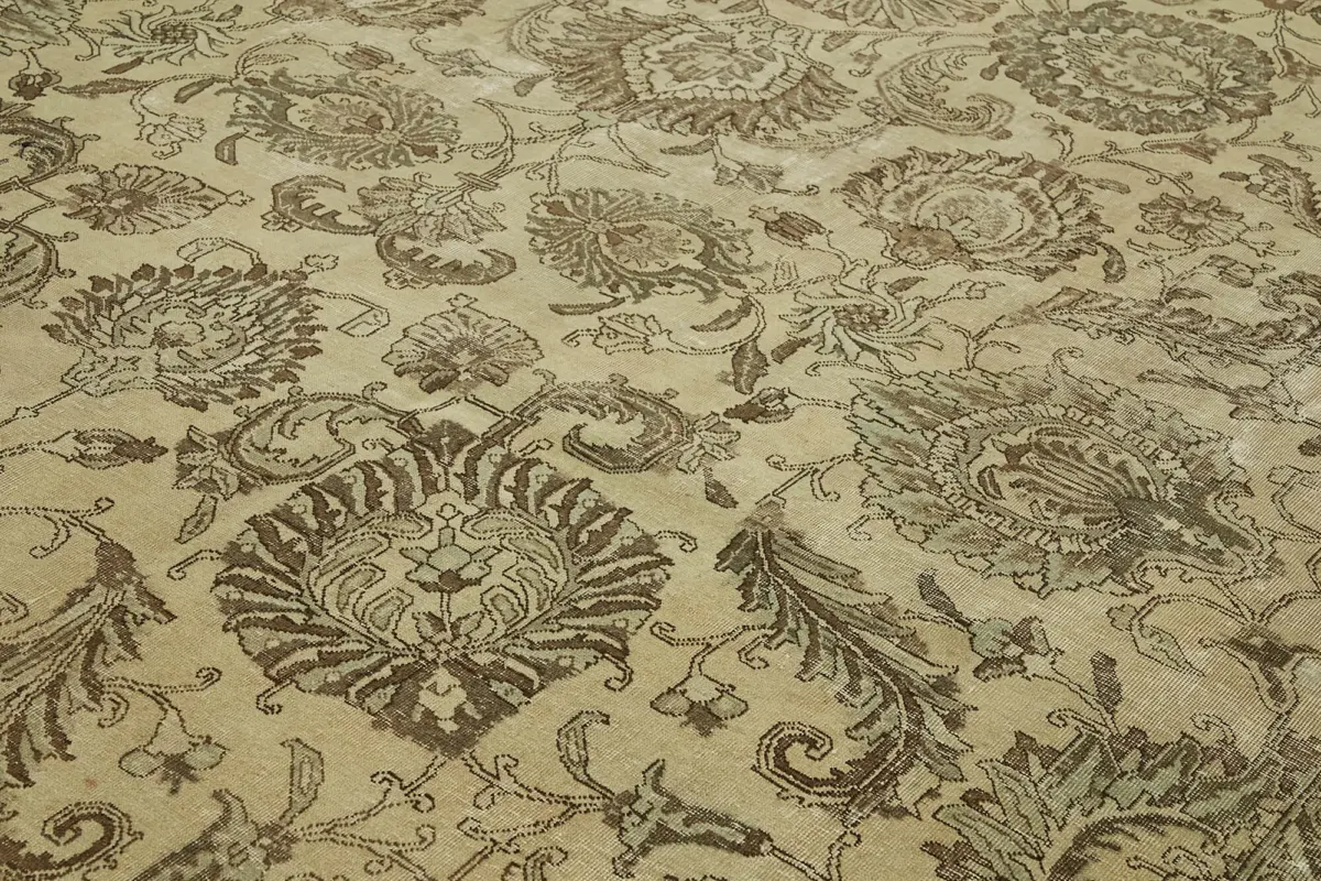 Katar Eskitme Bej Pamuk Üzerine Yün El Dokuma Halı-352x550 - Görsel 10