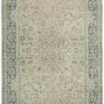 Katar Eskitme Bej Pamuk Üzerine Yün El Dokuma Halı-312x531