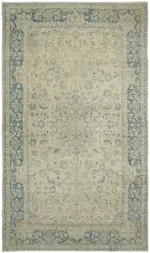 Katar Eskitme Bej Pamuk Üzerine Yün El Dokuma Halı-312x531