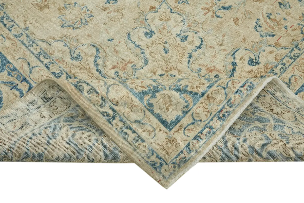 Katar Eskitme Bej Pamuk Üzerine Yün El Dokuma Halı-312x531 - Görsel 6