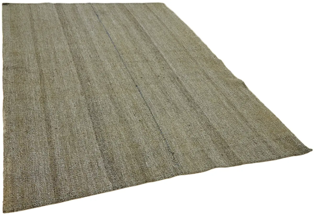 Chaput Çizgili Gri Renk Pagrk Üzerine Yün El Dokuma Kilim-194x255 - Görsel 2