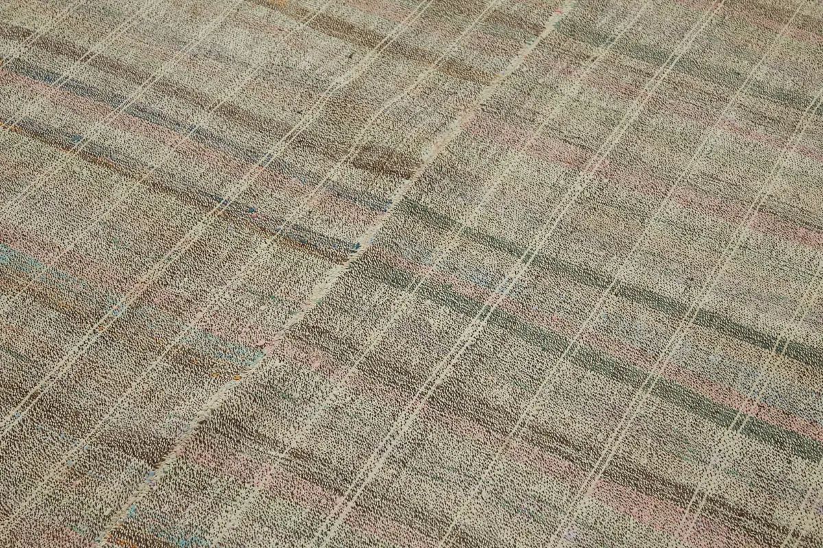 Chaput Çizgili Gri Renk Pagrk Üzerine Yün El Dokuma Kilim-180x295 - Görsel 5