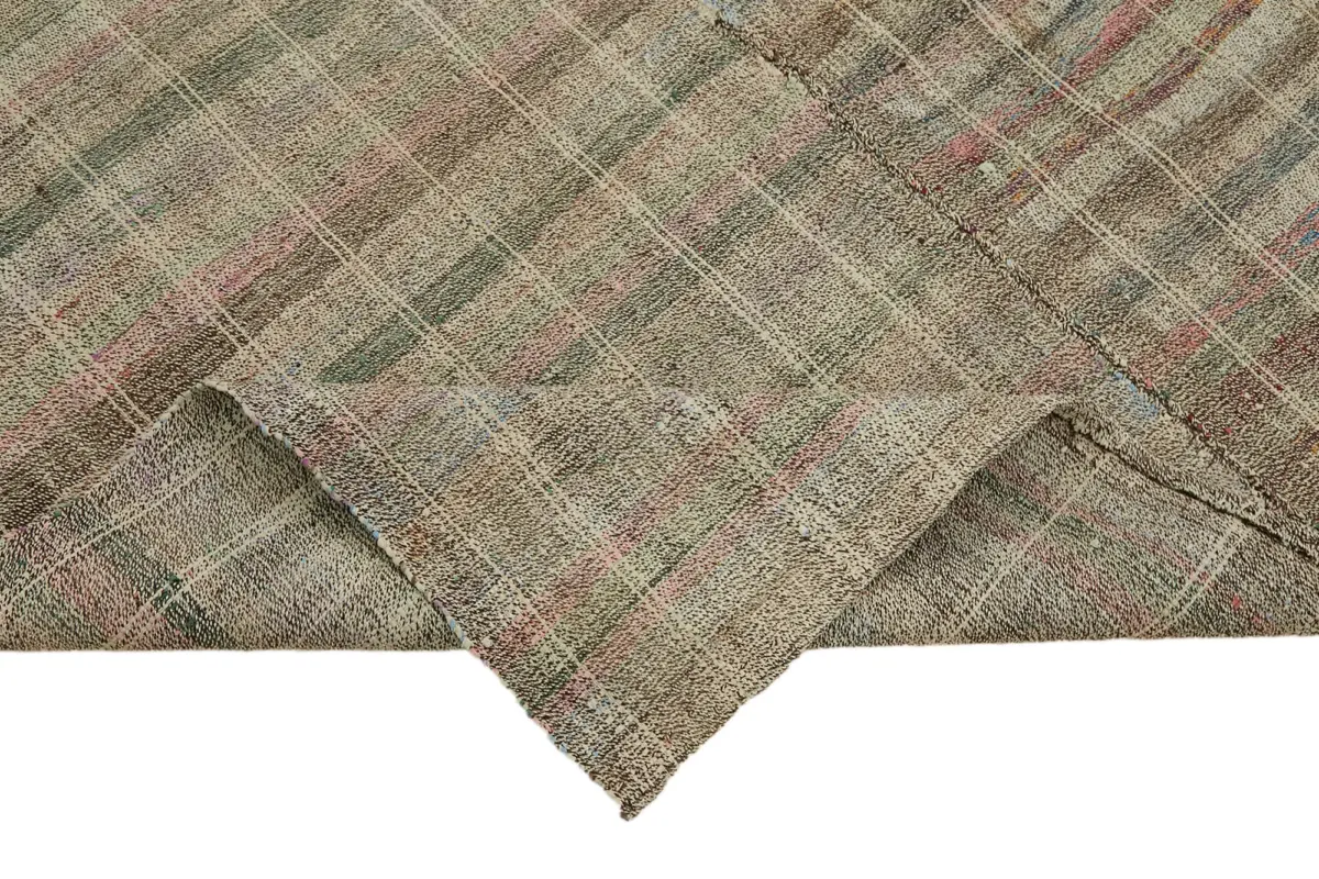 Chaput Çizgili Gri Renk Pagrk Üzerine Yün El Dokuma Kilim-180x295 - Görsel 6