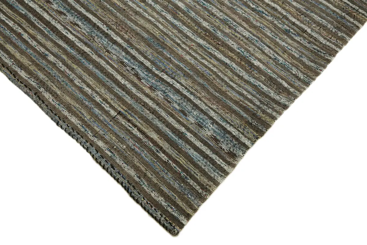 Chaput Çizgili Multi Renk Pamuk Üzerine Yün El Dokuma Kilim-176x290 - Görsel 4