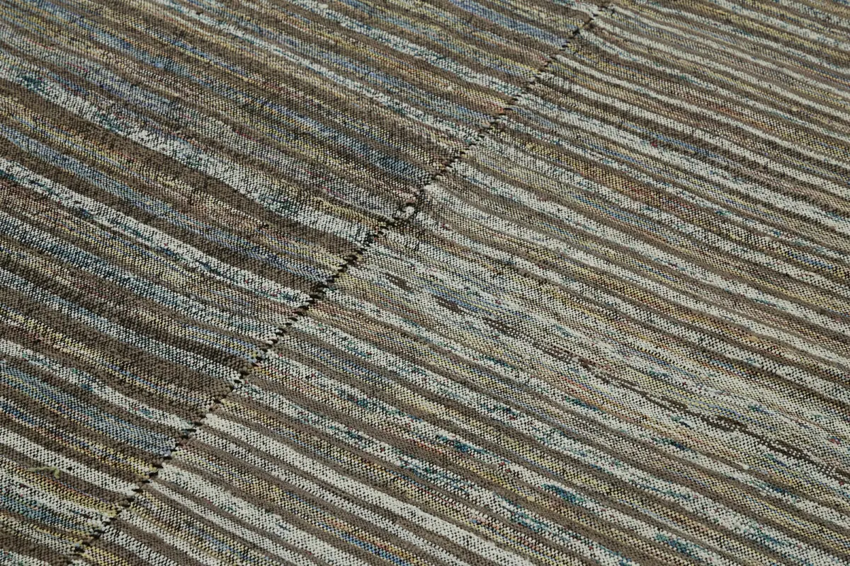 Chaput Çizgili Multi Renk Pamuk Üzerine Yün El Dokuma Kilim-176x290 - Görsel 5