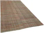 Chaput Çizgili Multi Renk Pamuk Üzerine Yün El Dokuma Kilim-187x329 - Görsel 2