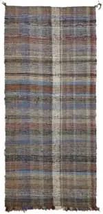 Chaput Çizgili Multi Renk Pamuk Üzerine Yün El Dokuma Kilim-153x331