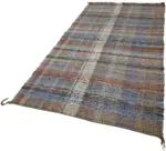 Chaput Çizgili Multi Renk Pamuk Üzerine Yün El Dokuma Kilim-153x331 - Görsel 3