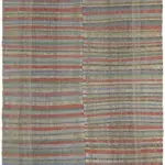 Chaput Çizgili Multi Renk Pamuk Üzerine Yün El Dokuma Kilim-212x270