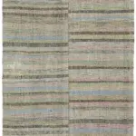 Chaput Çizgili Multi Renk Pamuk Üzerine Yün El Dokuma Kilim-152x262