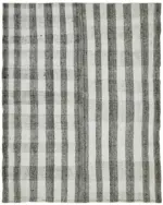 Chaput Çizgili Gri Renk Pagrk Üzerine Yün El Dokuma Kilim-198x248
