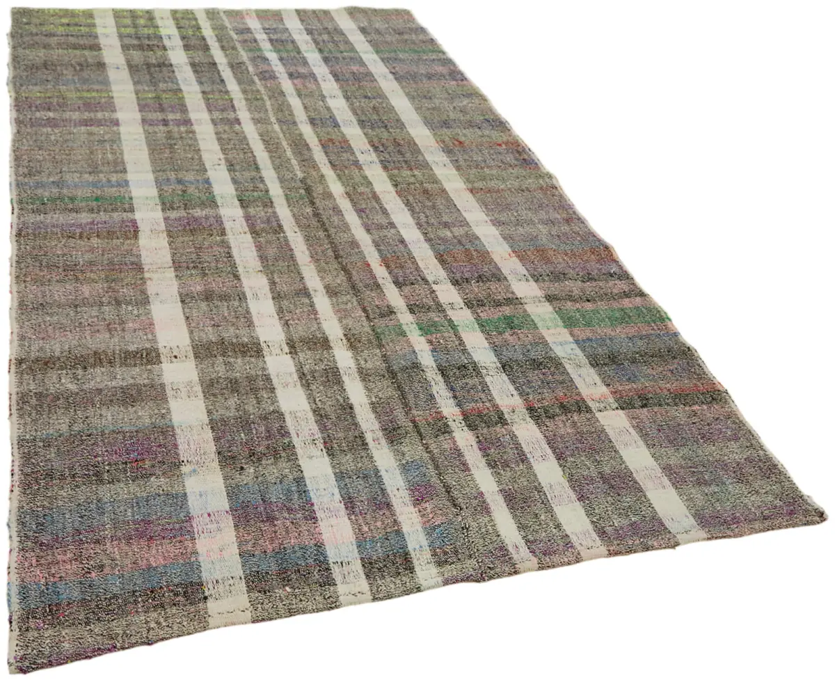Chaput Çizgili Gri Renk Pagrk Üzerine Yün El Dokuma Kilim-171x297 - Görsel 2