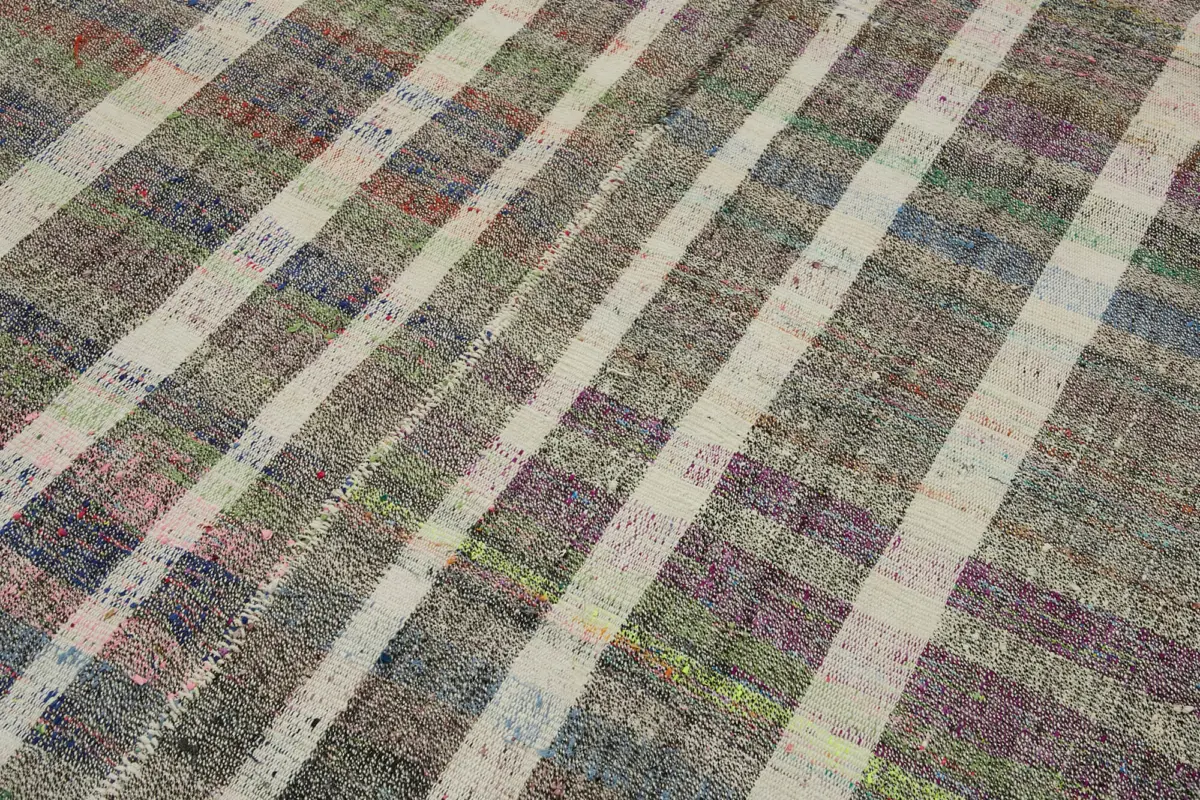 Chaput Çizgili Gri Renk Pagrk Üzerine Yün El Dokuma Kilim-171x297 - Görsel 5