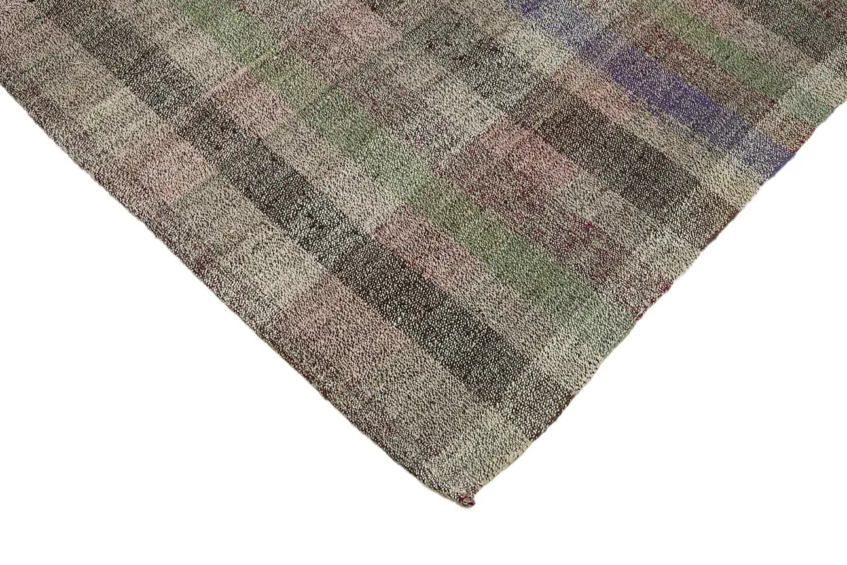 Chaput Çizgili Multi Renk Pamuk Üzerine Yün El Dokuma Kilim-202x320 - Görsel 4