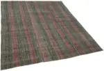 Chaput Çizgili Multi Renk Pamuk Üzerine Yün El Dokuma Kilim-180x204 - Görsel 2