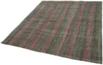 Chaput Çizgili Multi Renk Pamuk Üzerine Yün El Dokuma Kilim-180x204 - Görsel 3