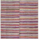 Chaput Çizgili Gri Pamuk Üzerine Yün El Dokum Kilim-200x308