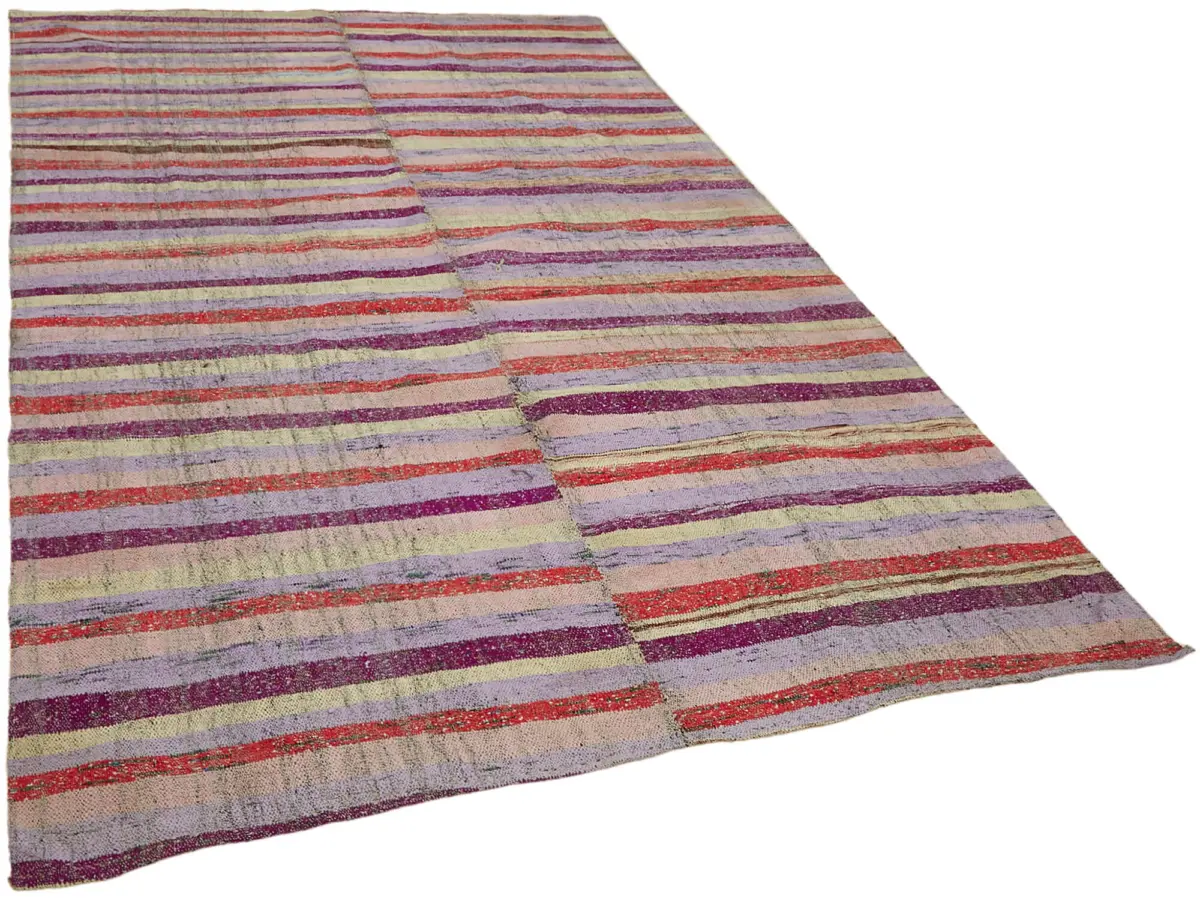 Chaput Çizgili Gri Pamuk Üzerine Yün El Dokum Kilim-200x308 - Görsel 2
