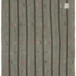 Chaput Çizgili Gri Pamuk Üzerine Yün El Dokum Kilim-205x290