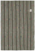 Chaput Çizgili Gri Pamuk Üzerine Yün El Dokum Kilim-205x290