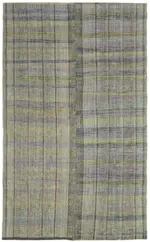 Chaput Çizgili Gri Pamuk Üzerine Yün El Dokum Kilim-164x265