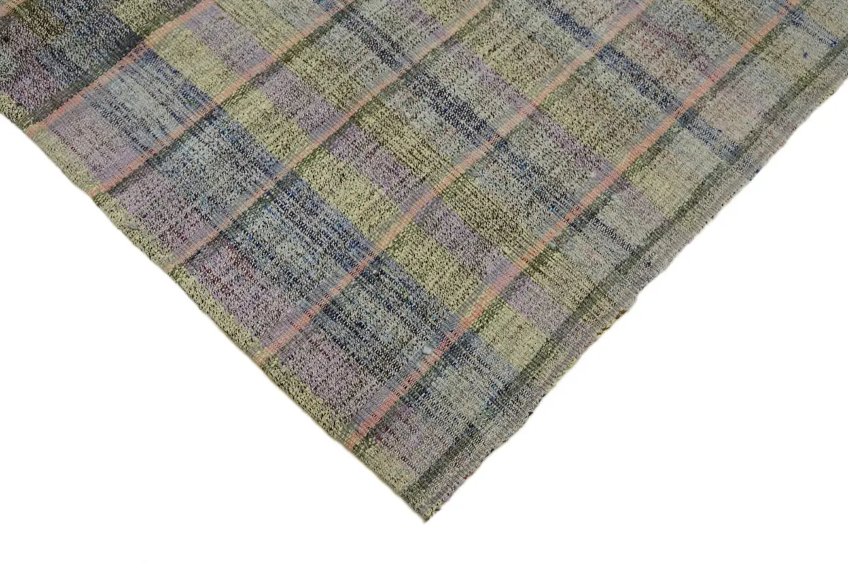 Chaput Çizgili Gri Pamuk Üzerine Yün El Dokum Kilim-164x265 - Görsel 4