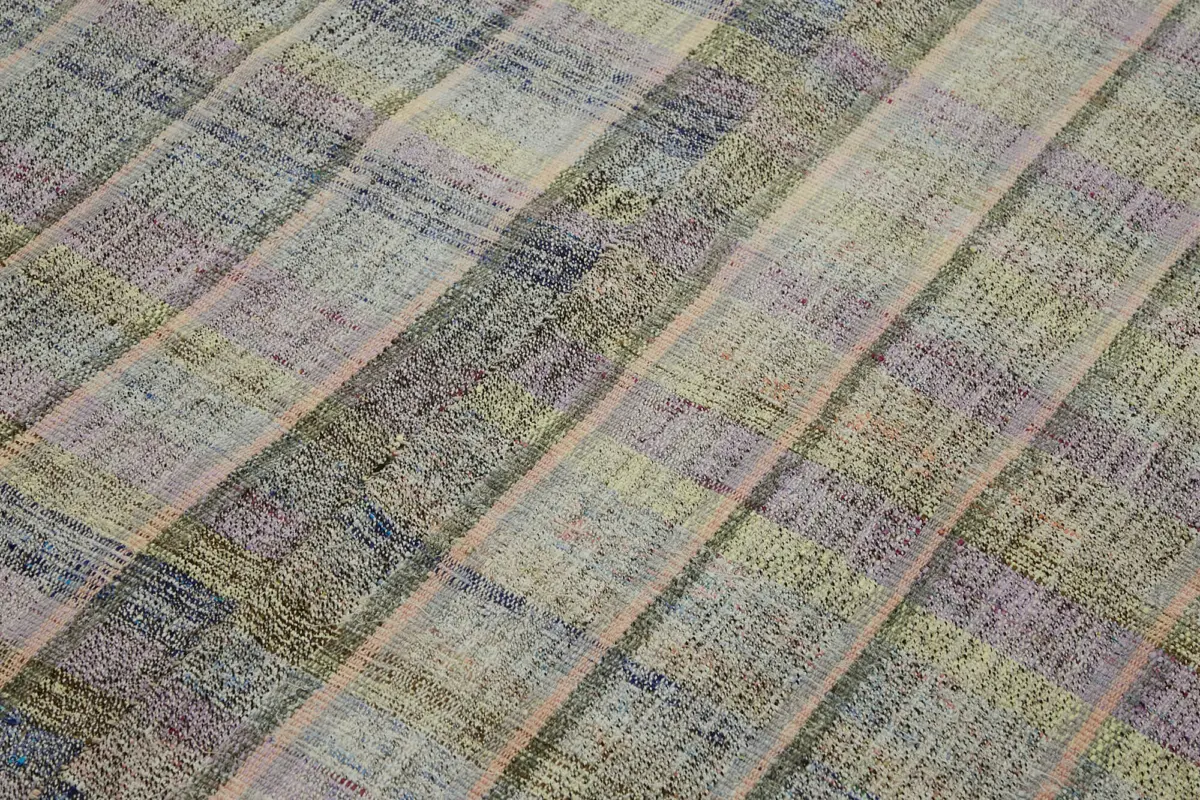 Chaput Çizgili Gri Pamuk Üzerine Yün El Dokum Kilim-164x265 - Görsel 5