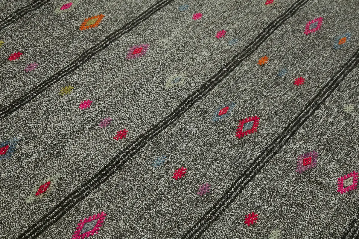 Chaput Çizgili Gri Pamuk Üzerine Yün El Dokum Kilim-228x263 - Görsel 5