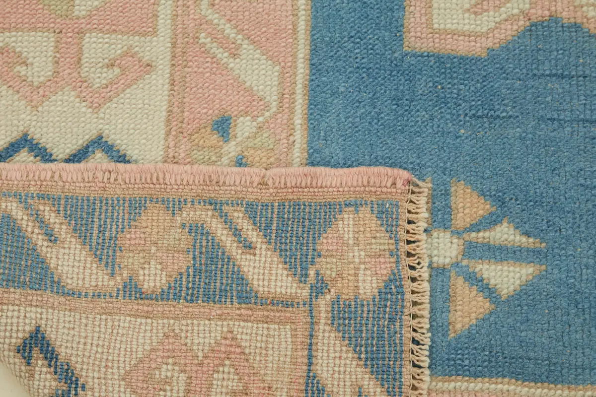 Anadolu Eskitme Bej Pamuk Üzerine Yün El Dokuma Halı-186x265 - Görsel 6