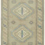 Anadolu Eskitme Bej Pamuk Üzerine Yün El Dokuma Halı-148x200