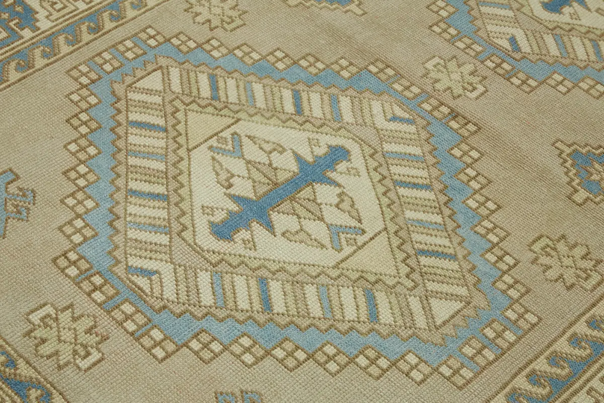 Anadolu Eskitme Bej Pamuk Üzerine Yün El Dokuma Halı-148x200 - Görsel 5