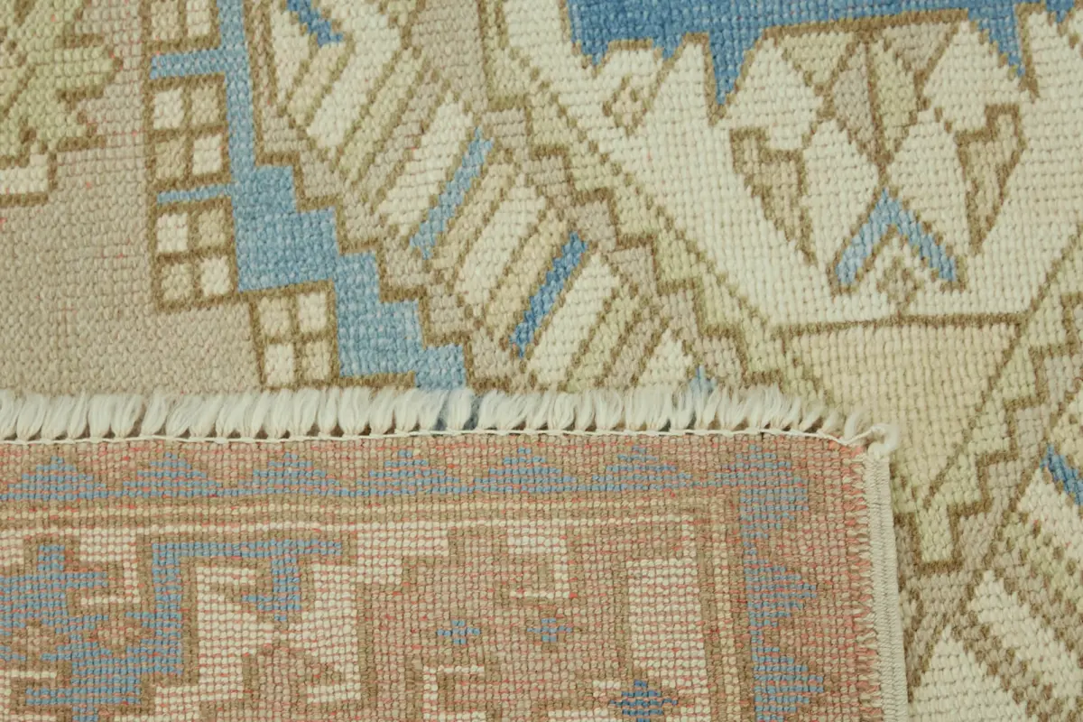 Anadolu Eskitme Bej Pamuk Üzerine Yün El Dokuma Halı-148x200 - Görsel 6