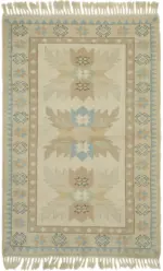 Anadolu Eskitme Bej Pamuk Üzerine Yün El Dokuma Halı-151x226