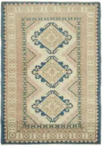 Anadolu Eskitme Bej Pamuk Üzerine Yün El Dokuma Halı-153x213