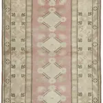 Anadolu Eskitme Bej Pamuk Üzerine Yün El Dokuma Halı-119x216