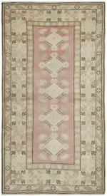 Anadolu Eskitme Bej Pamuk Üzerine Yün El Dokuma Halı-119x216