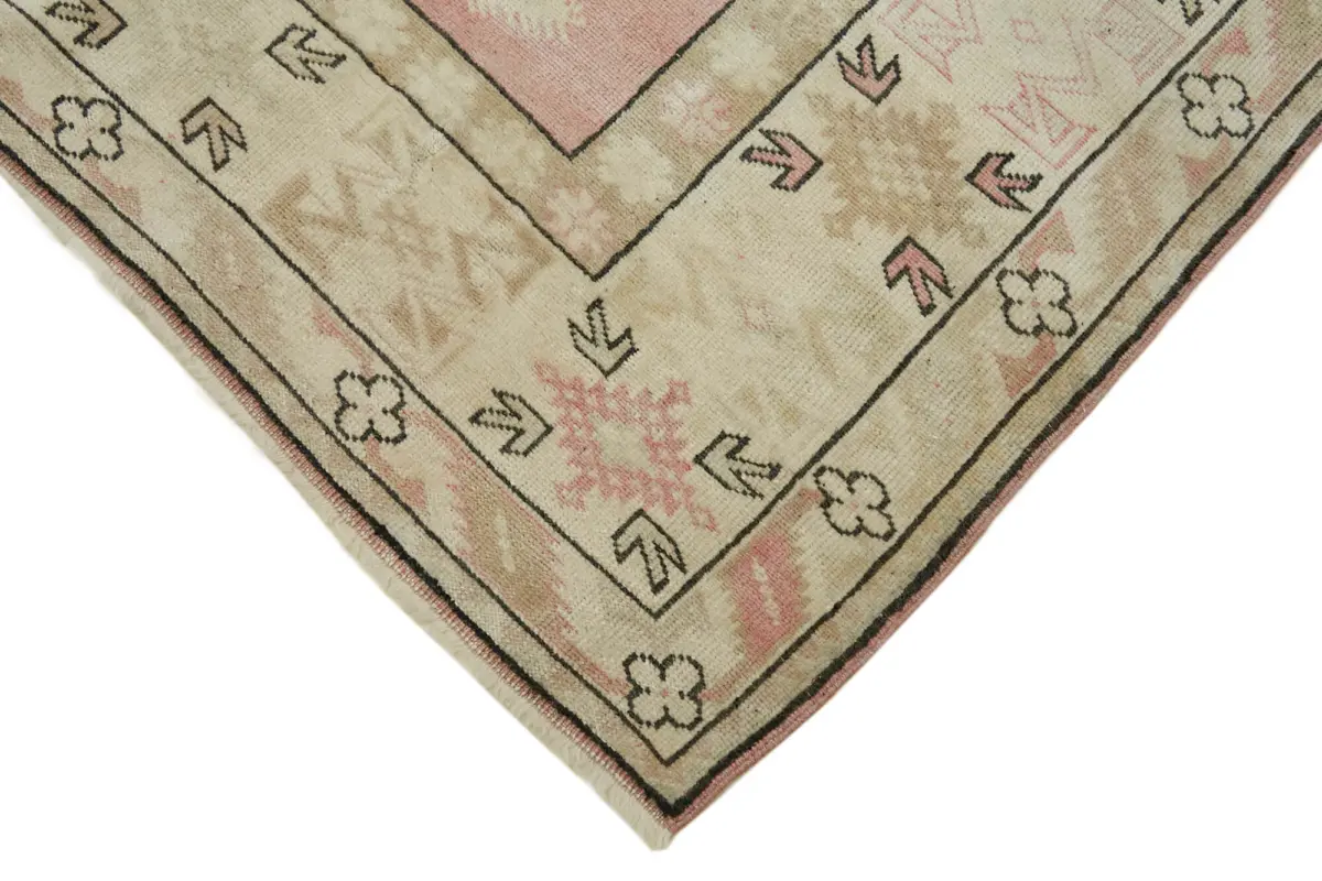 Anadolu Eskitme Bej Pamuk Üzerine Yün El Dokuma Halı-119x216 - Görsel 4