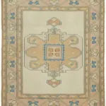 Anadolu Eskitme Bej Pamuk Üzerine Yün El Dokuma Halı-161x182