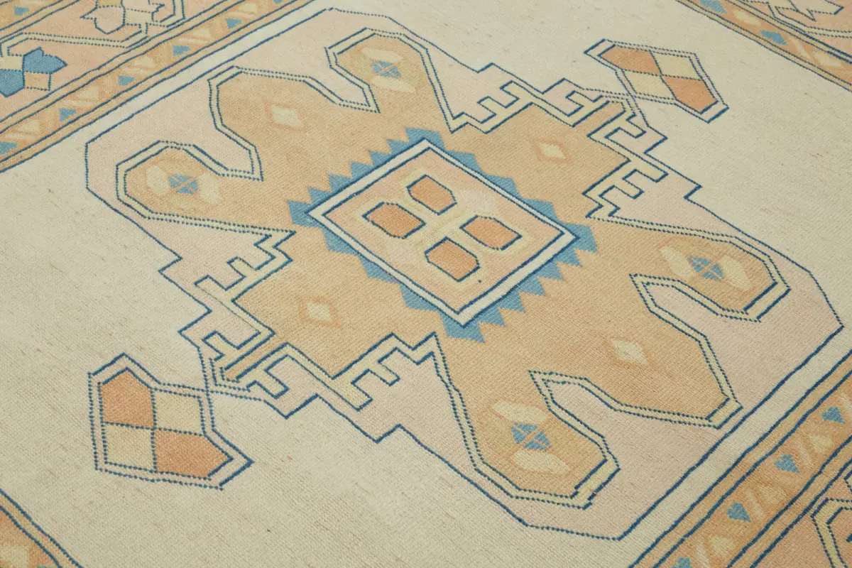 Anadolu Eskitme Bej Pamuk Üzerine Yün El Dokuma Halı-161x182 - Görsel 5