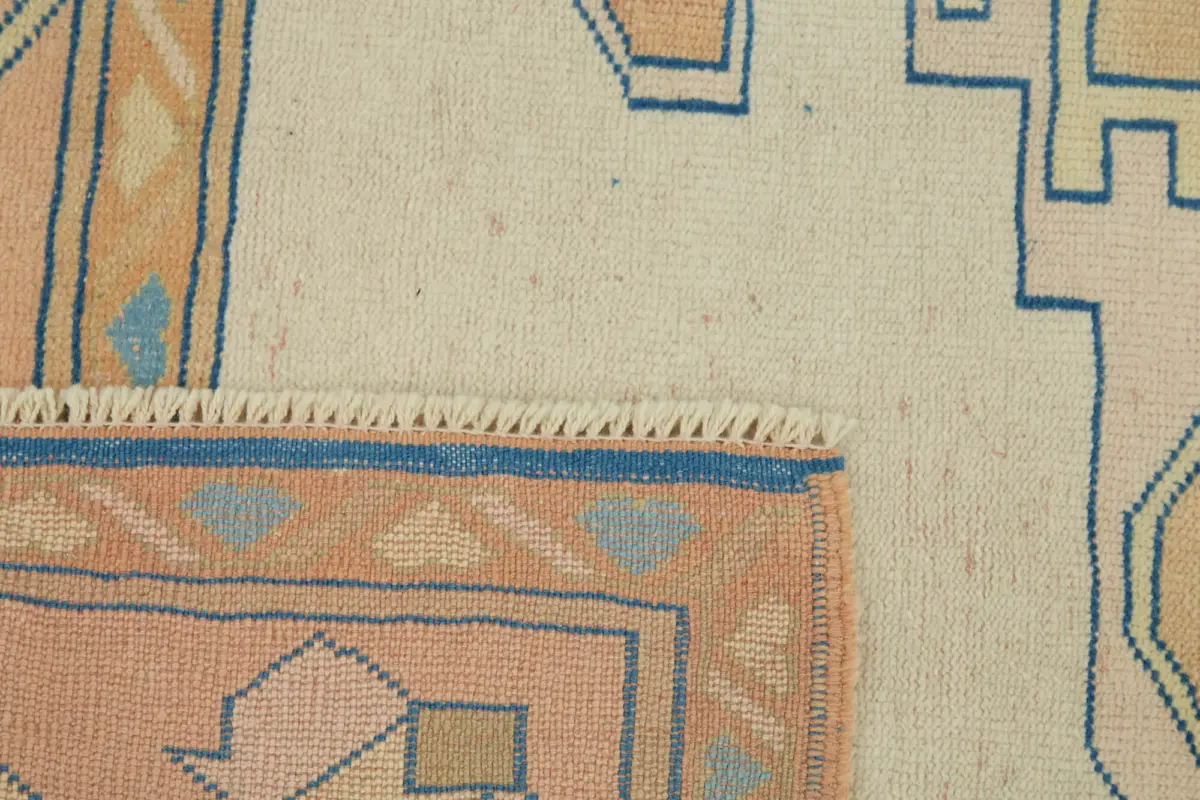 Anadolu Eskitme Bej Pamuk Üzerine Yün El Dokuma Halı-161x182 - Görsel 6